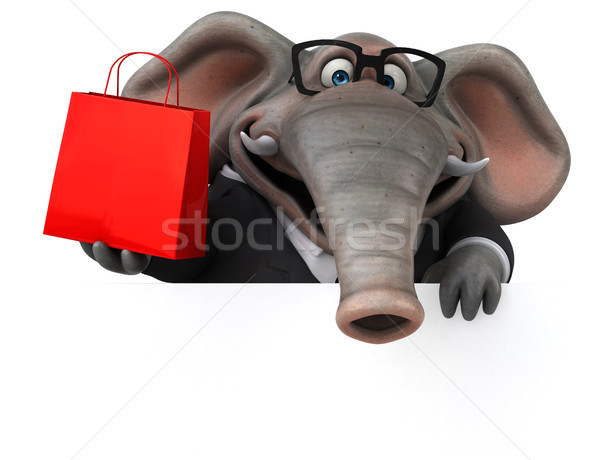 Foto stock: Diversão · elefante · ilustração · 3d · compras · terno · África