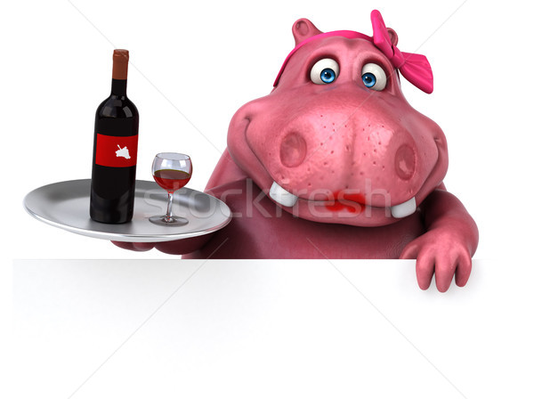 Rózsaszín víziló 3d illusztráció ital kövér állat Stock fotó © julientromeur