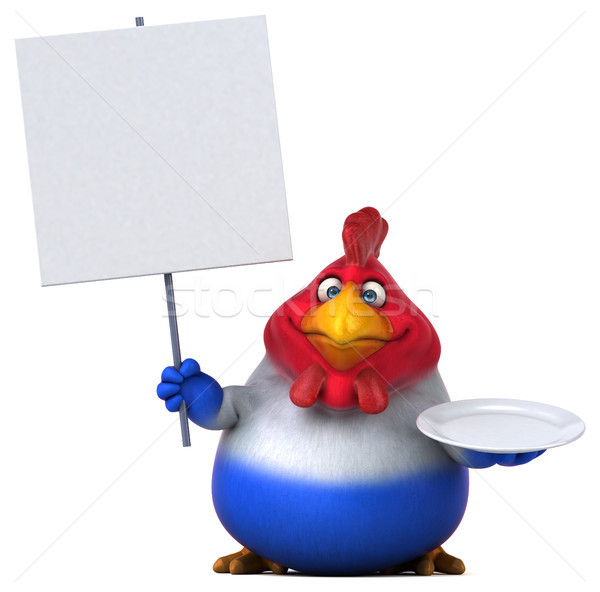 Spaß Huhn 3D-Darstellung Vogel rot Platte Stock foto © julientromeur
