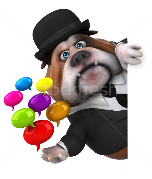 Stockfoto: Leuk · bulldog · 3d · illustration · business · hond · pak