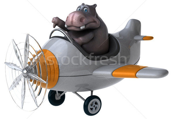 Divertimento ippopotamo illustrazione 3d aereo piano grasso Foto d'archivio © julientromeur