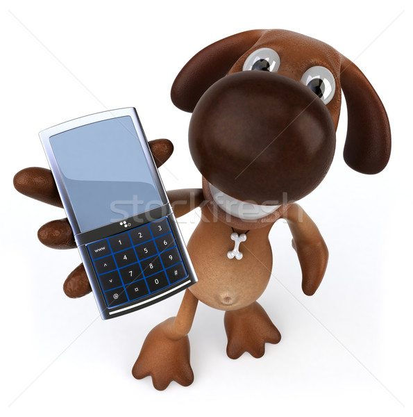 Stock fotó: Jókedv · kutya · telefon · kutyák · mobil · fehér