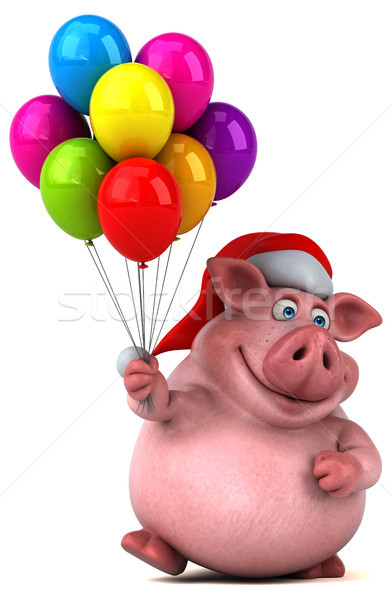 Сток-фото: весело · свинья · 3d · иллюстрации · жира · Рождества · розовый