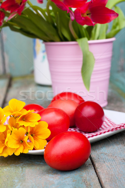 Páscoa pintado ovos vintage estilo flores Foto stock © Julietphotography