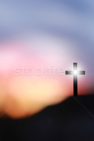 Cruz Jesús Cristo colina sol luz Foto stock © Julietphotography