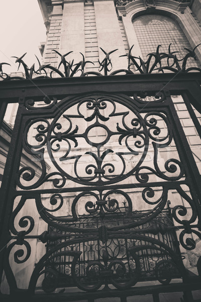 Foto stock: Velho · belo · metal · portão · casa · edifício