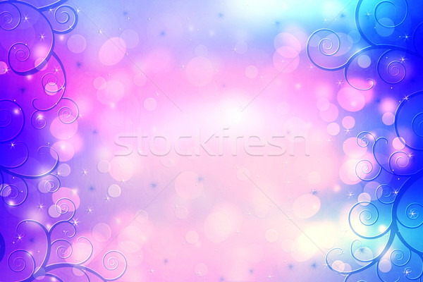 Gyönyörű álomszerű bokeh fények virágmintás keret Stock fotó © Julietphotography