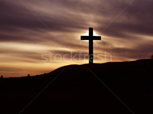 Kereszt Jézus Krisztus gyönyörű felhők nap Stock fotó © Julietphotography