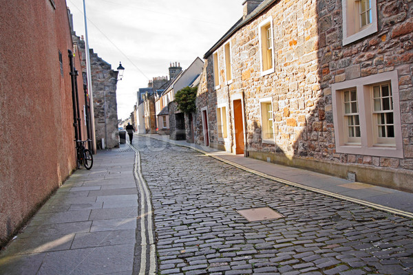 Eski sokak İskoçya yol inşaat duvar Stok fotoğraf © Julietphotography