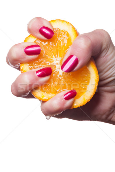 Mano unas toque naranja blanco pintado Foto stock © juniart