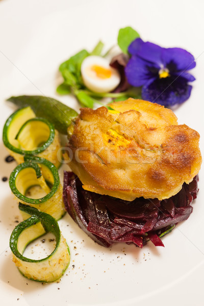 Delicious biscuit with beets, zucchini and pansy Stock photo © juniart