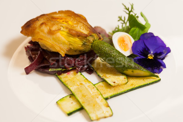 Delicious biscuit with beets, zucchini and pansy Stock photo © juniart
