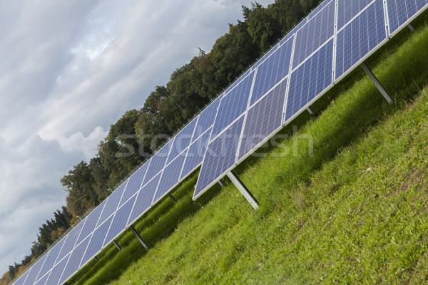 Field with blue siliciom solar cells alternative energy Stock photo © juniart