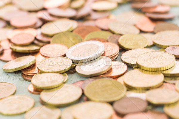 Stock photo: Heap of assorted Euro coins