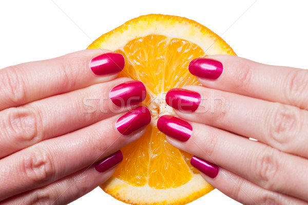Mano unas toque naranja blanco pintado Foto stock © juniart