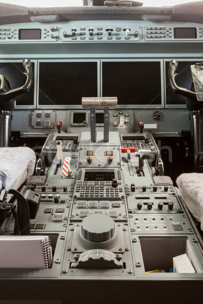 [[stock_photo]]: à · l'intérieur · vue · cockpit · ciel · bleu · nuages · ciel