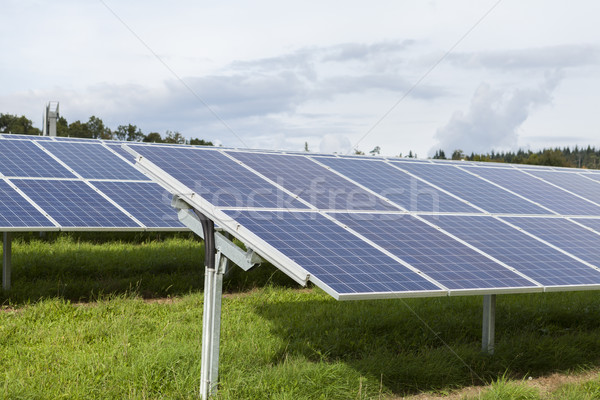 Foto stock: Campo · azul · solar · alternativa · energia · sol