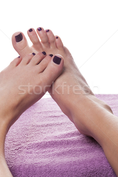 Bose stopy pedicure ręcznik miękkie fioletowy leczenie Zdjęcia stock © juniart