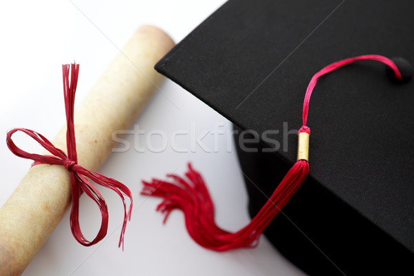 Zwarte afstuderen hoed einde vakantie tijd Stockfoto © kaczor58