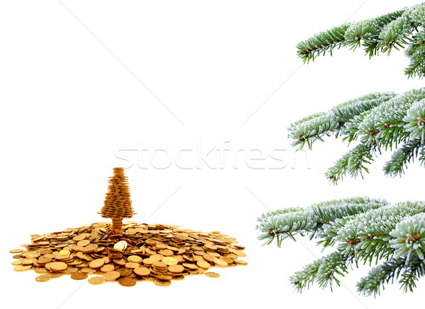 [[stock_photo]]: Or · arbre · bonheur · Noël · temps · blanche