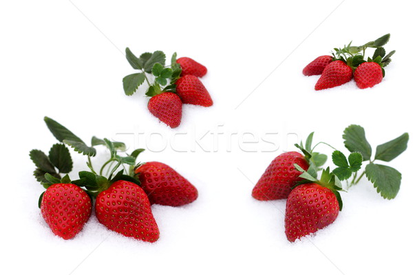 Foto stock: Frescos · fresas · nieve · crecer · hasta · San · Valentín