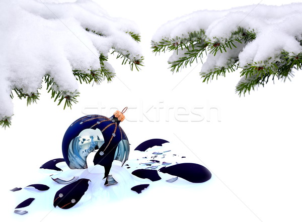 Christmas tree and broken glass bauble Stock photo © kaczor58