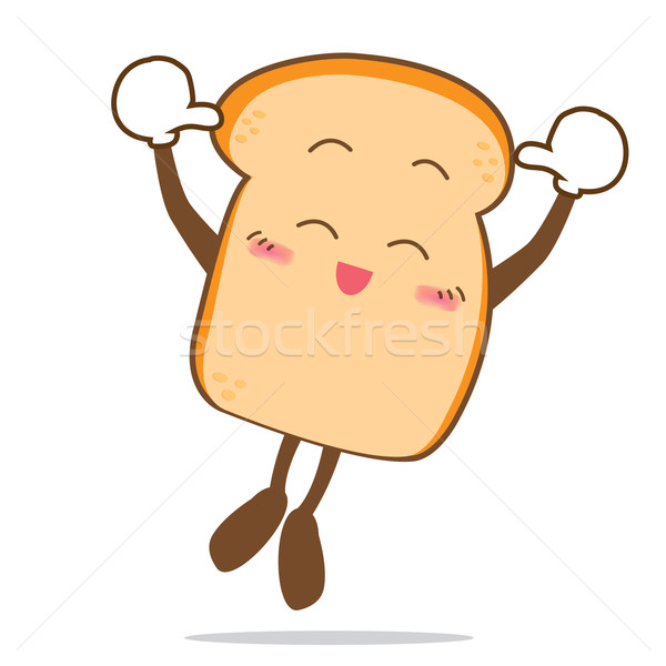 Bread-12 Isolated happy smile jumping Slice of bread cartoon Stock photo © kaikoro_kgd