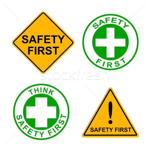Set of safety first sign Stock photo © kaikoro_kgd