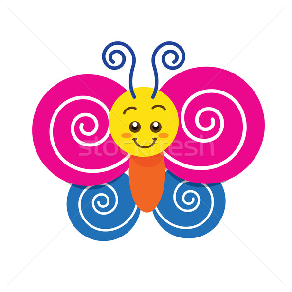 Gülen renkli kelebekler karikatür maskot yalıtılmış Stok fotoğraf © kaikoro_kgd