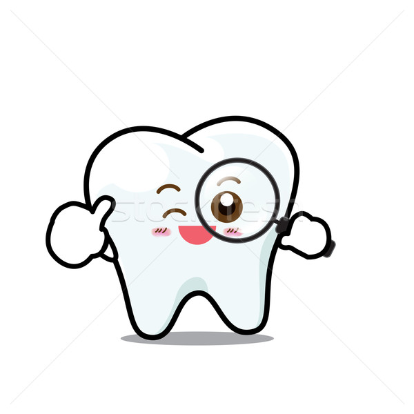 Happy  Dental Smile Tooth Mascot Cartoon Character isolated on w Stock photo © kaikoro_kgd