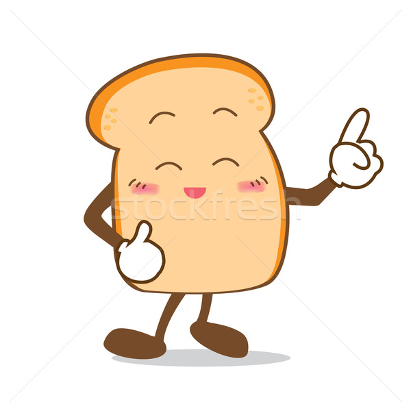 Bread-09 Isolated happy smile point finger Slice of bread cartoo Stock photo © kaikoro_kgd
