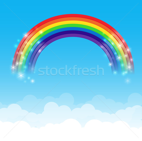 Stock foto: Regenbogen · Wolke · Himmel · blauer · Himmel · Frühling · Licht
