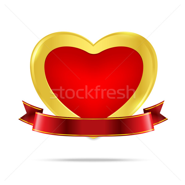 Prim altın rozet etiket afiş kalp Stok fotoğraf © kaikoro_kgd