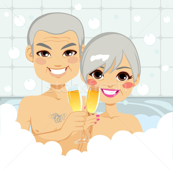 Senior Couple Bubble Bath Stock photo © Kakigori