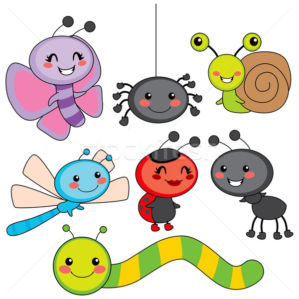 Mutlu küçük böcek toplama sevimli komik Stok fotoğraf © Kakigori