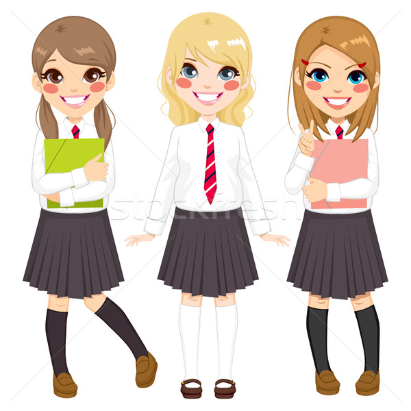 étudiant uniforme filles cute européenne école Photo stock © Kakigori