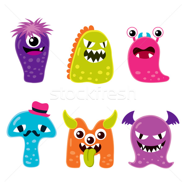 Cute monstre mascotte ensemble six [[stock_photo]] © Kakigori