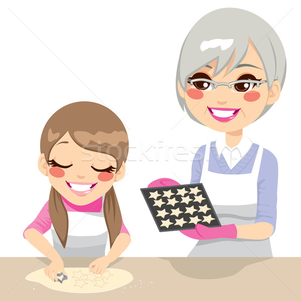 Girl and Grandmother Making Cookies Stock photo © Kakigori