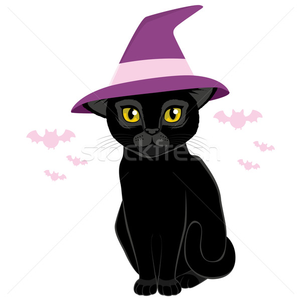 ハロウィン 魔女の帽子 黒猫 実例 かわいい パーティ ストックフォト © Kakigori