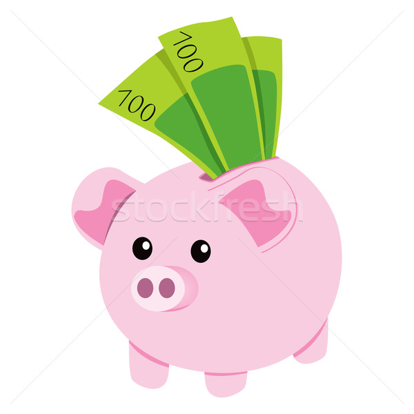 Piggy bank notas rosa cerâmico um Foto stock © Kakigori