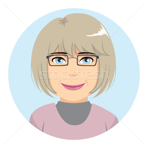 Stockfoto: Senior · vrouw · avatar · mooie · portret · grijs · haar
