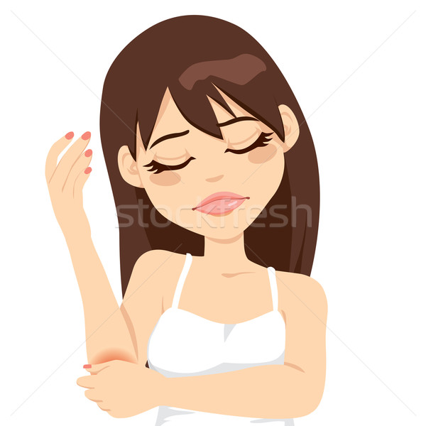 Kobieta łokieć ból piękna brunetka Zdjęcia stock © Kakigori
