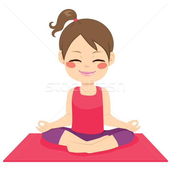 [[stock_photo]]: Heureux · yoga · fille · cute · peu · fille · heureuse