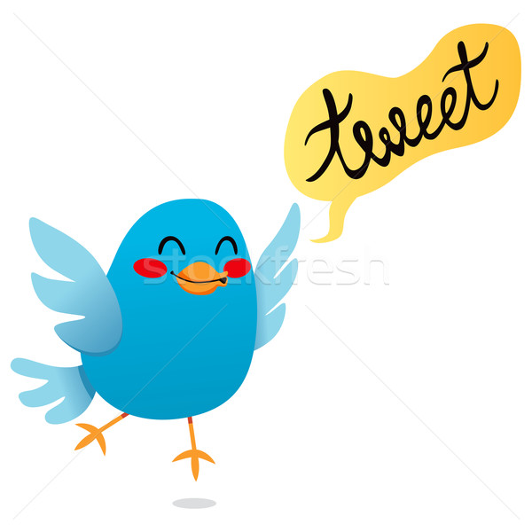 Albastru pasăre tweet drăguţ desen animat Imagine de stoc © Kakigori