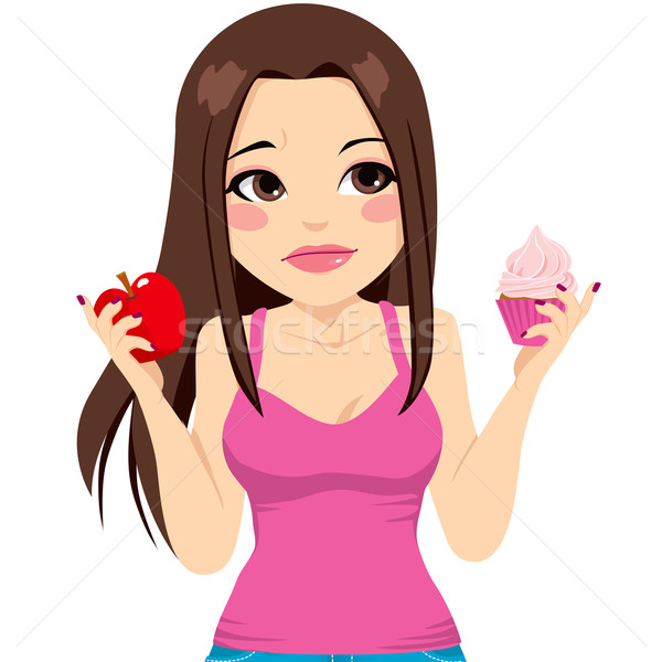 Woman Eating Apple Or Cupcake Stock photo © Kakigori