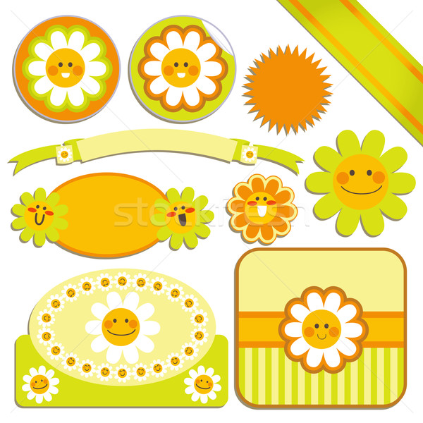 Daisy sticker collectie cute bloem Stockfoto © Kakigori