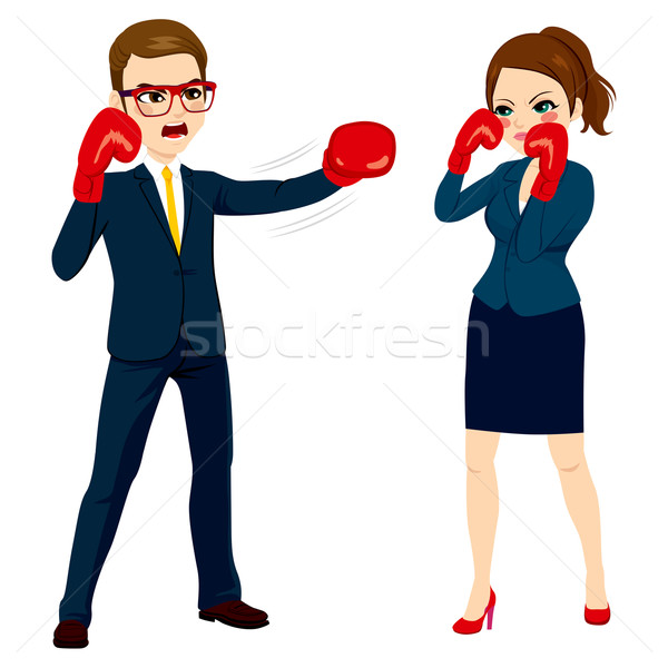 Businessman Fighting Against Businesswoman Stock photo © Kakigori