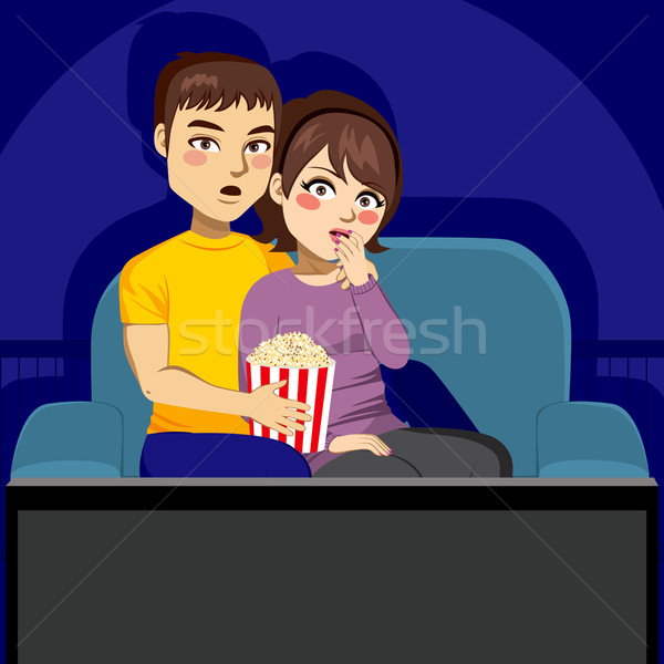 Couple Watching TV At Night Stock photo © Kakigori