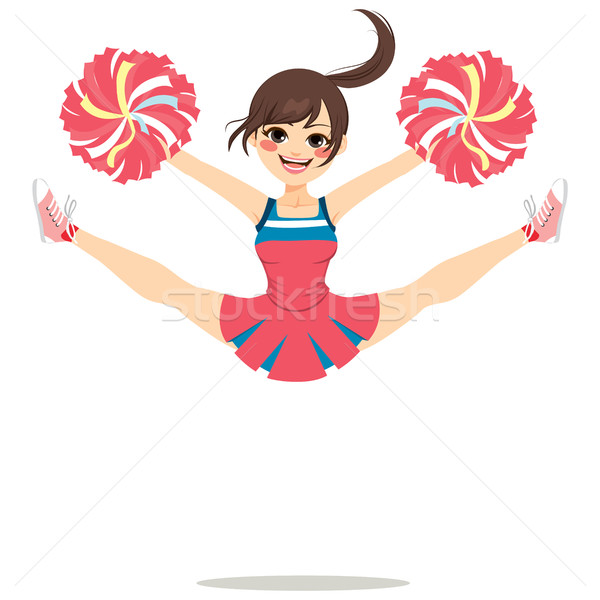 Jumping majoreta fată tineri fericit Imagine de stoc © Kakigori
