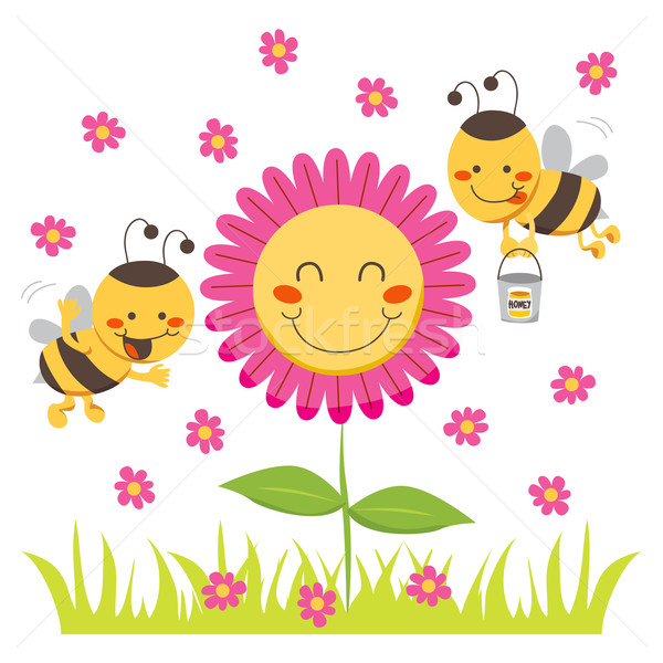 Szczęśliwy miód pszczeli dwa cute miodu pszczół Zdjęcia stock © Kakigori